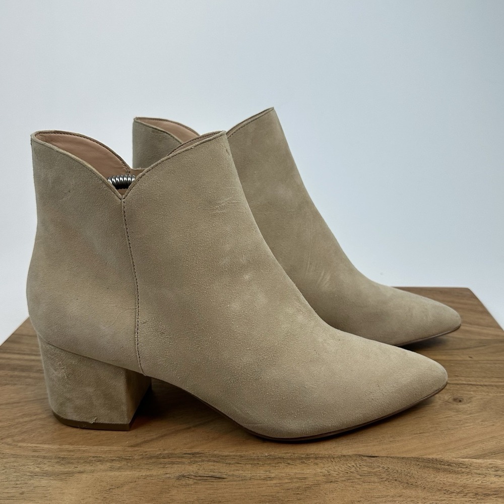 New Womens Cole Haan Elyse Beige Suede Heeled Ankle Boots Booties Size 11 B
